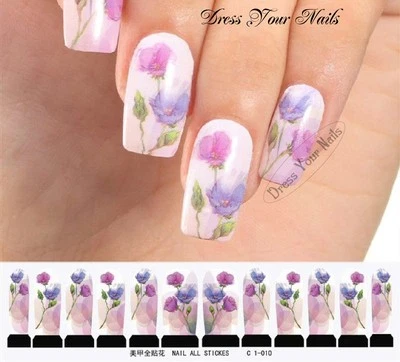 DRESS YOUR NAILS WATER DECALS Wasser Aufkleber - Mohn Nagel Verpackung Sticker Transfer Zum Selbermachen Nagelsticker UK - C1-010