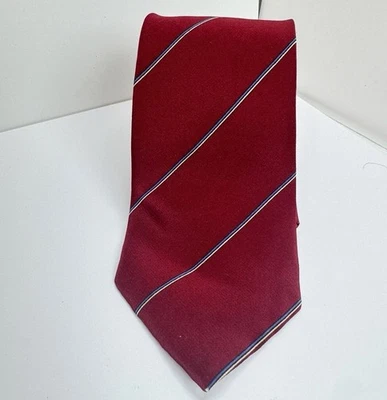 Gravata listrada de seda vermelha vintage Charles Jourdan Paris feita à mão Itália dinheiro antigo Preppy - Imagem 1 de 4