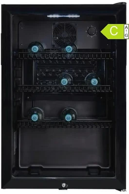 GGV EXQUISIT Flaschenkühlschrank Glastür 118L schwarz Umluft LED Schloss 3 Ablagen EEK C