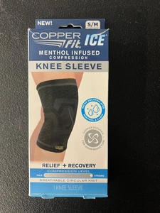 Copper Fit Ice Knee Sleeve S M Compression Relief Recovery 12 16 Unisex - Picture 1 of 6