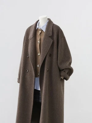 Abrigo de lana de cachemir de doble cara para mujer de longitud media, estilo coreano, abrigo de lana Foto 1 de 4