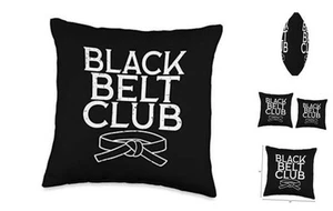 Black Belt Club Cool Karate Taekwondo Kung Fu Jiu Jitsu Gift Throw Pillow 16x16 - Picture 1 of 5