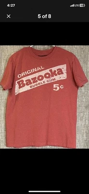 Camiseta Bazooka Bubble Gum Mediana Vintage Roja Distress Manga Corta Gráfica Foto 1 de 3