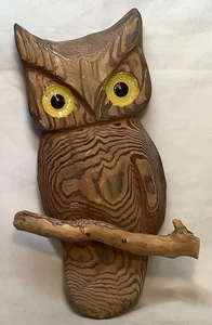 Vintage MCM Hand Carved Wooden Owl Wall Art - Picture 1 of 2