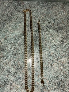 Gold-Plated Stainless Steel Necklace and Braclet Set - Picture 1 of 2
