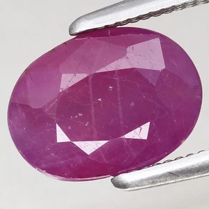 2.1ct  8.5x6.4mm Oval 100%Natural Unheated Purplish Red Ruby Guinea, Africa - Picture 1 of 4