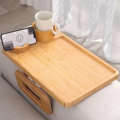 Couch Arm Tray,Bamboo Folding Sofa Tray,Sofa Armrest Trays Couch Arm Table  - Image 1 of 4