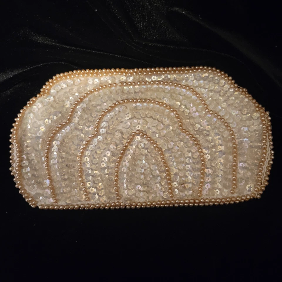 Vintage Satin Handmade Miranda Beaded Clutch Coin Purse Bag Made In Japan - Image 1 of 1