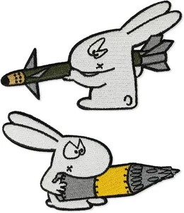 Yuppies lustige taktische Militär Moral Haken Kaninchen Aufnäher (2 Stück) - Bild 1 von 7