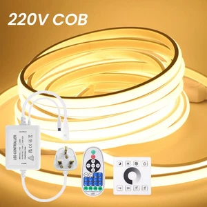 220V COB LED Strip Neon Rope Lights Dimmable Waterproof Flexible Tape Lighting - Picture 1 of 20