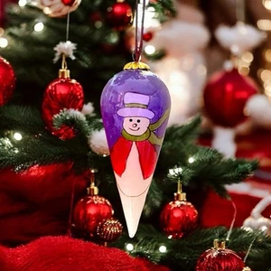 Casa de Navidad "MUÑECO DE NIEVE" Invertido Pintado a Mano Navidad Vidrio Adorno - Imagen 1 de 7