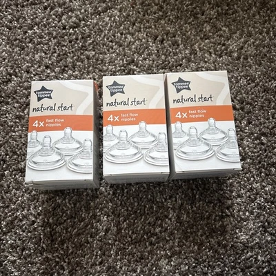 Tommee Tippee Pezones de Alimentación de Flujo Rápido Inicio Natural 6M+ (Paquete de 4) Lote de 3 Foto 1 de 4
