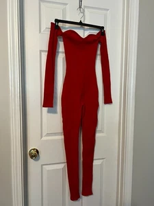 FASHION NOVA SZ SMALL RED KATIE SNATCHED JUMPSUIT - Picture 1 of 5