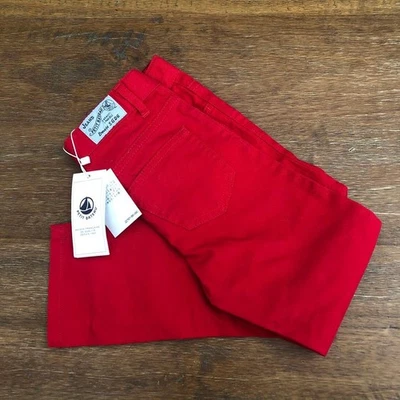Petit Bateau Red Denim Pants Long Christmas Unused - Image 1 of 4