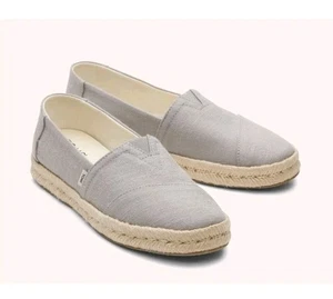 TOMS 10013485 Alpargata Espadrillas Corda Intrecciata Slip On, Grigio Drizzle Taglia 9,5 - Foto 1 di 8
