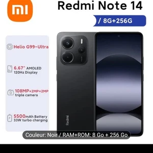 redmi note 14 Noir 8go RAM 256 ROM 108MP - Photo 1/6