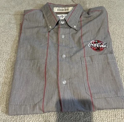 Coca Cola Delivery Driver 短袖灰色条纹工作衬衫领 16.5 — 第 1/4 张图片