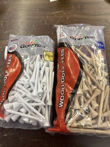 NEW Pride White 2.75 And Natural Wood 3.25 inch Golf Tees 90 packs - Picture 1 of 1