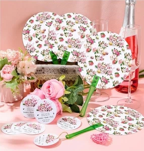50 Sets Tea Party Bridal Shower Favors for Guests Hand Fan Gift Sets Lot 50 New - Picture 1 of 6