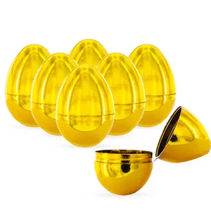 Set of 6 Shiny Gold-Tone Easter Eggs 2.25 Inches - Picture 1 of 2