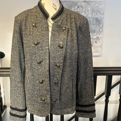 Tommy Hilfiger Chaqueta Estilo Banda Militar Frente Abierto Botones de Metal Gris Talla XL Foto 1 de 4