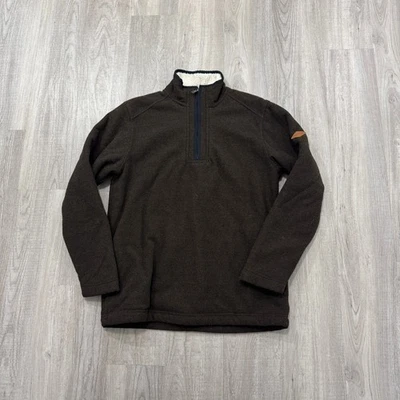 Orvis 1/4 Zip Pullover Men's Small Brown Fur Lined Sweater Outdoors Warm Fishing - Image 1 of 4