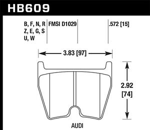 Hawk Performance HB609S.572 HT-10 Disc Brake Pad Fits Gallardo R8 RS4 RS5 RS6