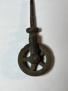 Alte Schraube Riemenscheibe 1 1/2" Rad Gusseisen Vintage Antik Schwarz Scheunenfund - Bild 1 von 15