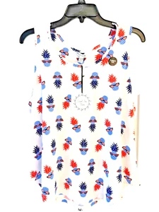 Count The Stars 2 pc. Pajama Set 2X RED WHITE & BLUE Pineapples Cute PJ's NWT - Picture 1 of 4