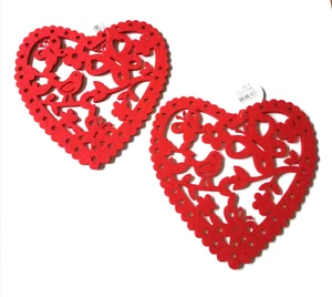 20x RED HEART TABLE PLACEMAT DECORATION felt trivet mat DISPLAY JOB LOT BULK BUY - Picture 1 of 3