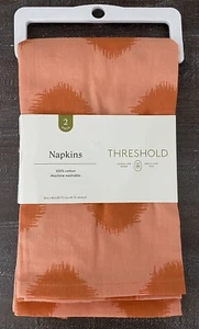 Threshold Orange Print 2 Piece 100% Cotton Fabric Napkin Set 18" x 18" New 🤗 - Picture 1 of 4