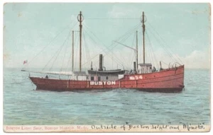 BOSTON HARBOR MA/MASSACHUSETTS Vintage Postkarte BOSTON LIGHT SHIP c.1910 - Bild 1 von 2