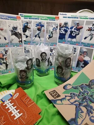 Seattle Seahawks McDonald's NFL Collectors Lot, Glasses, Cards, Meal Bag, Fry  - Image 1 of 4