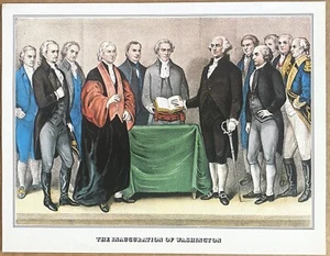 1976 Currier & Ives Book Print ~ The Inauguration of George Washington - Picture 1 of 1