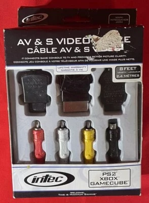 8 FT INTEC AVS A/V & S Video for ORIGINAL XBOX GAMECUBE PLAYSTATION PS1+2+3 - Image 1 of 4