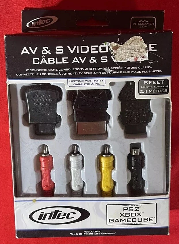 8 FT INTEC AVS A/V & S Video for ORIGINAL XBOX GAMECUBE PLAYSTATION PS1+2+3 - Image 1 of 4