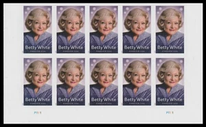 US 5976a Betty White imperf NDC plate block 10 MNH 2025 - Picture 1 of 1