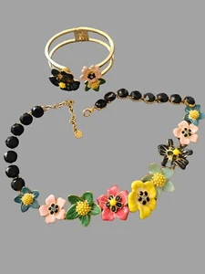 Collar tropical floral multicolor Talbots 22 pulgadas con pulsera - Imagen 1 de 16