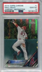 2016 Topps Chrome Rifrattore 1 Mike Trout Jumping PSA 10 GEM MT - Foto 1 di 1