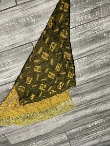 Vintage Fendi FF Logo Silk Wool Scarf - Picture 1 of 7