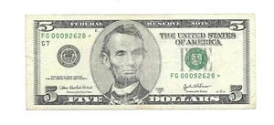 2003-A $5. DOLLAR STAR* NOTE & VERY LOW & FANCY# (00092628), GREAT BILL ! - Picture 1 of 2