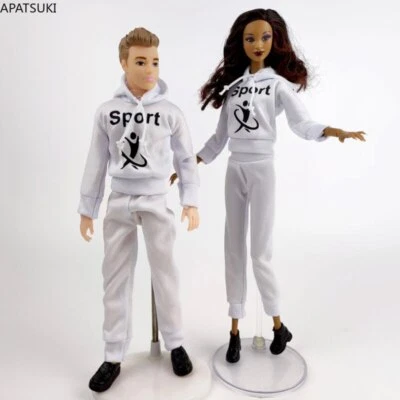 Weißes Paar Kleidung Set für Barbie Puppe Sportbekleidung für Ken Junge Puppe
