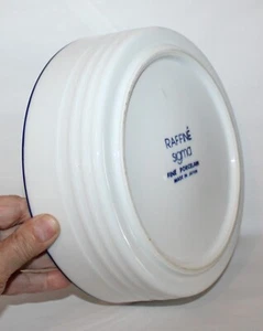 Raffine Sigma Fine Porcelain Bowl Bowl Raised Detail Blue Rim Japan Large 9-1/4" - Picture 1 of 8