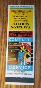 VAUGHN'S MOBIL GASOLINERA MATCHBOOK COVER: BATTLE CREEK, MICHIGAN -E15 - Imagen 1 de 2
