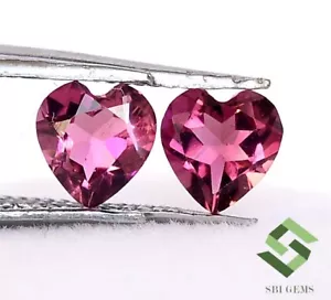 Natural Pink Tourmaline Heart Shape Cut 5x5 mm Pair 0.93 Cts Loose Gemstones - Picture 1 of 6
