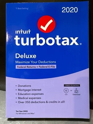 TurboTax DELUXE 2020 Federal Return Efile Windows /Mac CD / Download -No State - Image 1 of 4