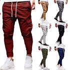 Men Cargo Combat Loose Baggy Workout Trousers Casual Joggers Pants Sweatpants ~