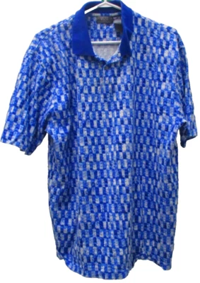 Crazy Horse by Claiborne Polo Shirt, S/S, XXL, Blue w/Checked Pattern - Image 1 of 4
