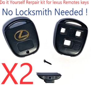 Set of 2 LEXUS Remote Head Key SHELL 3 BUTTON Repair Kit Top Quality USA Seller - Picture 1 of 6