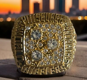 1978 Pittsburgh Steelers Super Bowl XIII Ring replica W/Terry Bradshaw NEW Sz 10 - Picture 1 of 3